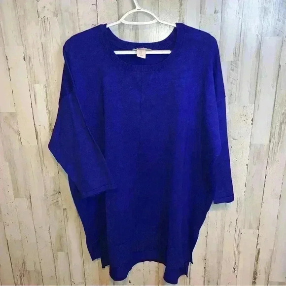 Cynthia Rowley Tunic Sweater Blue Pullover Size 1X - Picture 1 of 16